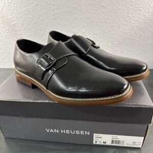 Van Heusen Gillmore Men's Dress Shoes Black Memory Foam Gene 1 STRAP SZ 9.5M NIB